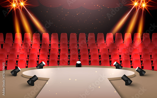 spotlight on the stage in the hall