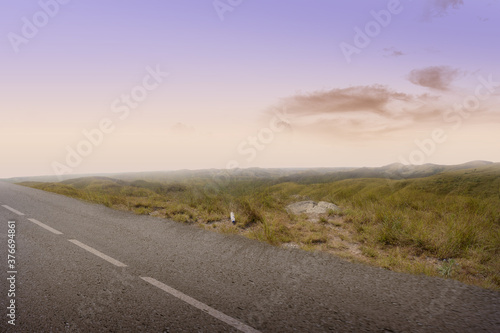 Asphalt road with landscape view
