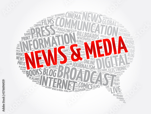 News & media message bubble word cloud collage, concept background