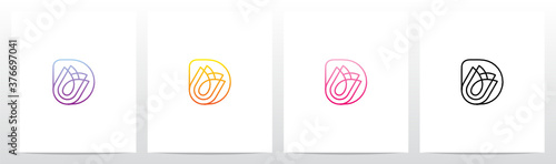 Tulip Flower On Letter Logo Design D