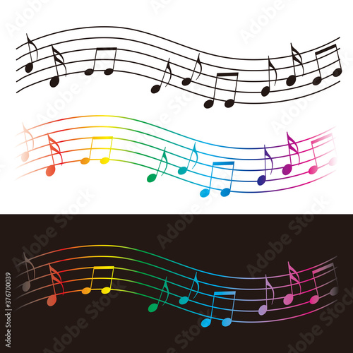 Music notes.
Illustration of wavy music notation. Vector available.