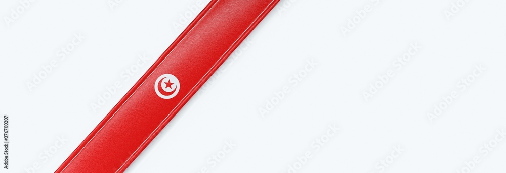 Leather strip with the flag of Tunisia. Leather strip with the flag of Tunisia.