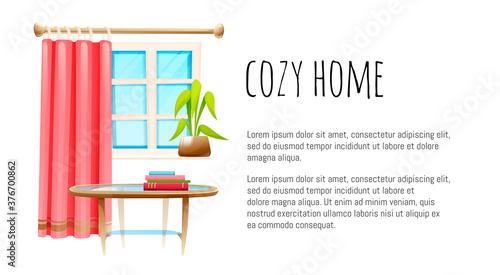 Soft armchair nearby the coffee table, plants, cat