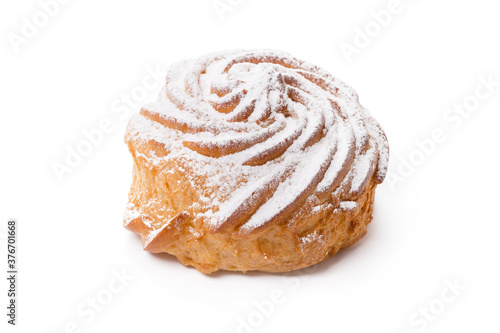 One french profitrole cake isolated on white photo