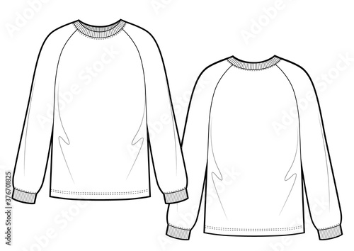 Woman sweatshirt with raglan sleeves. Vector template