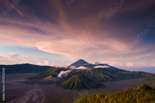 Mount Bromo volcano or Gunung Bromo in Bromo Tengger Semeru National Park  East Java  Indonesia.