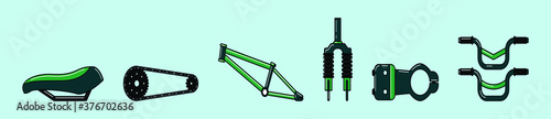 Bicycle and component with various models. isolated vector illustration on blue background