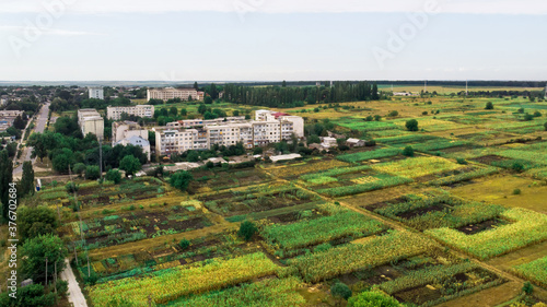 View of Donduseni from the drone in Moldova