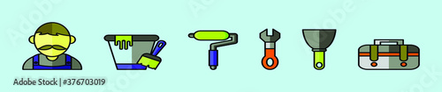 set of house painter cartoon icon design template with various models. vector illustration