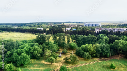 View of Donduseni from the drone in Moldova