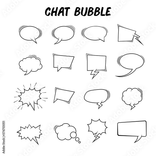 Vector illustration of a speech bubble. Suitable for graphic elements of conversational illustrations, illustrated stories and comic designs. Dialogue speech bubble icon set.