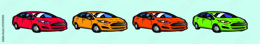 Fototapeta premium set of car cartoon icon design template with various models. vector illustration