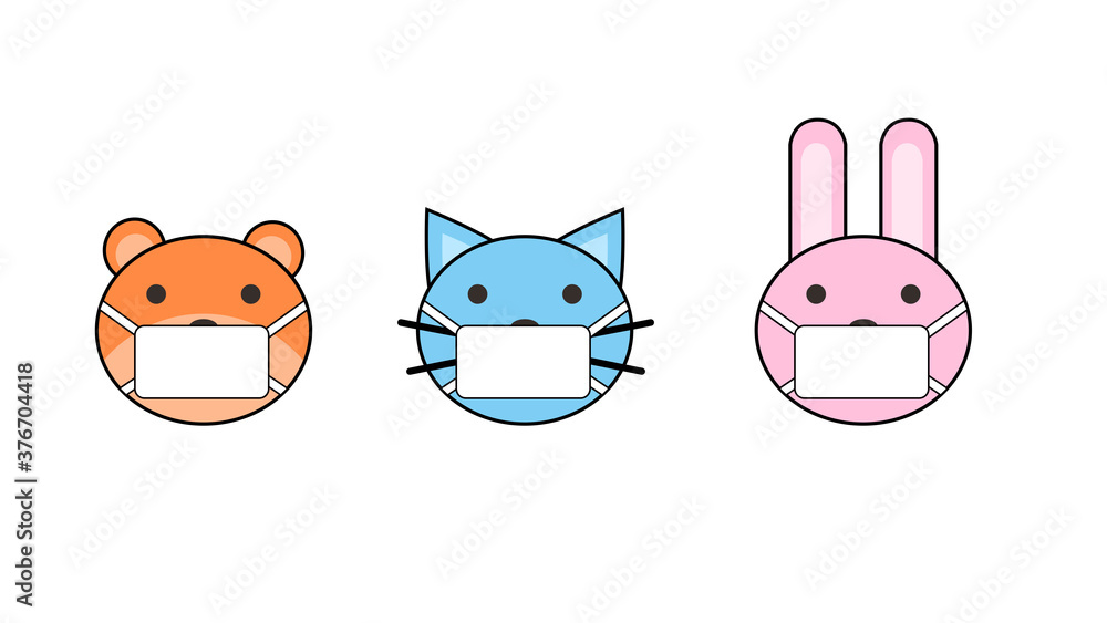 illustrated animal faces with masks illustrated animal faces with masks