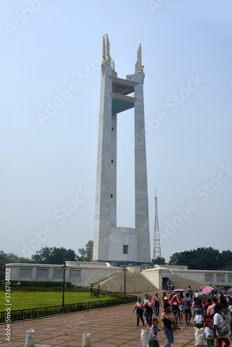 Quezon memorial circle obelisk monument tower in Quezon City, Philippines