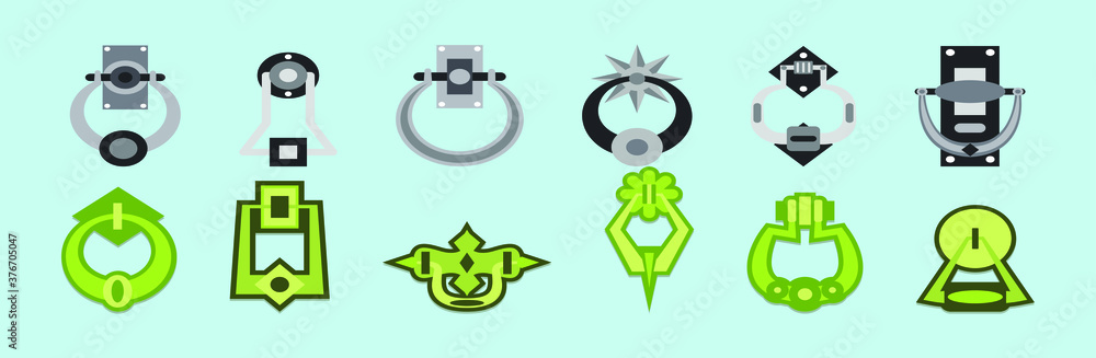 set of door knocker cartoon icon design templates with various models. vector illustration