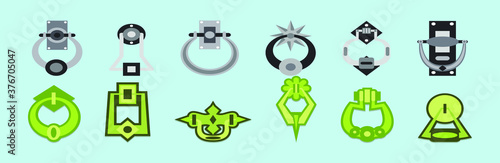 set of door knocker cartoon icon design templates with various models. vector illustration
