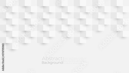 Grey and white background with abstract checkered pattern. Creative solution for invitation, card, presentation or booklet design. Blank template. Vector paper illustration. © Tuba Reza