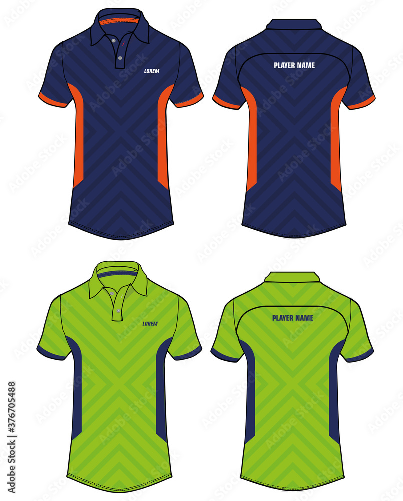 Vecteur Stock Sports Polo t-shirt jersey design template, mock up uniform  kit with front and back in two color options | Adobe Stock