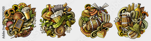 Beer fest cartoon vector doodle designs set