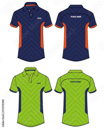 Sports Polo t-shirt jersey design template, mock up uniform kit with front and back in two color options