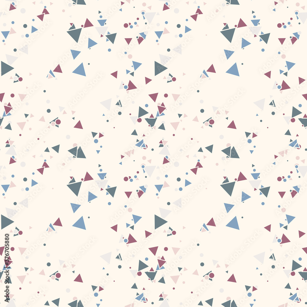 Colorful messy dots, triangles background. Festive seamless pattern with round shapes. Grunge dotted texture for wrapping paper, web. Vector illustration. Colorful messy dots, triangles background. Festive seamless pattern with round shapes. Grunge dotted texture for wrapping paper, web. Vector illustration.
