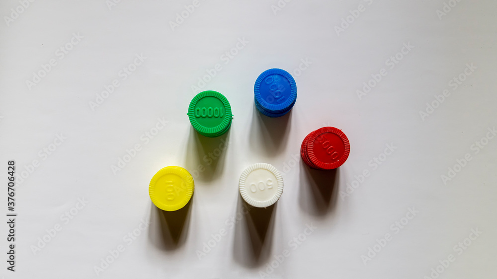 Stack of coins on white background Stack of coins on white background