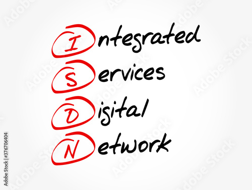 ISDN - Integrated Services Digital Network acronym, technology concept background