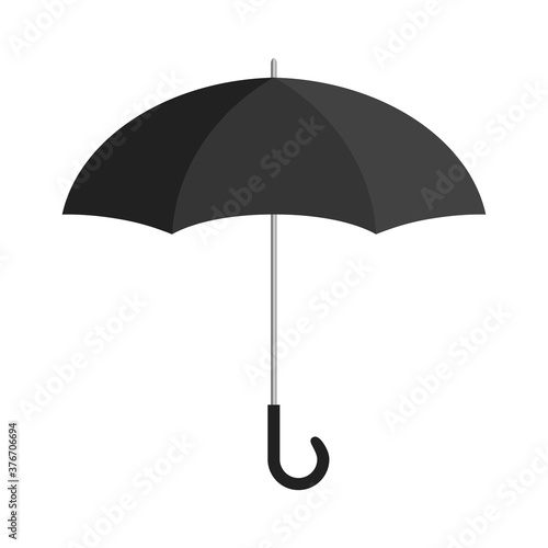 Black umbrella isolated on white, vector illustration