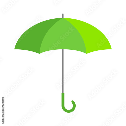 Green umbrella isolated on white, 3d vector illustration
