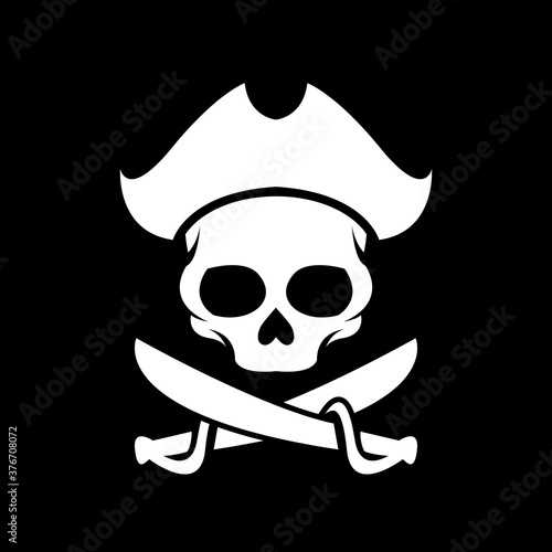 scary death bone skeleton pirate with sword vector illustration design