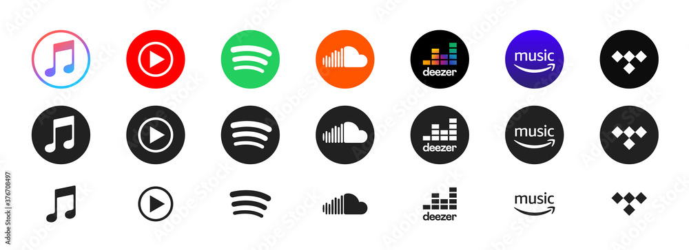 Apple Music Spotify Youtube Music Soundcloud Deezer Tidal Amazon Music Collection Of 