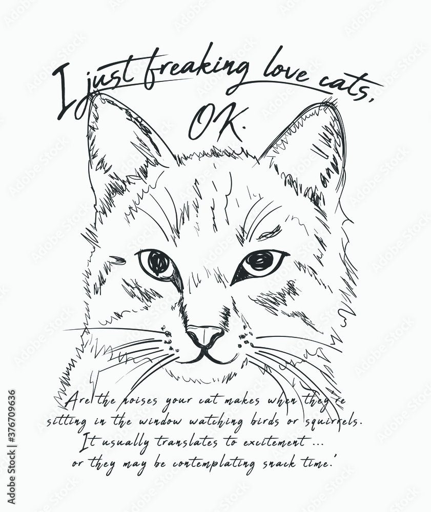 Naklejka premium cat drawing t shirt print design and for other jobs