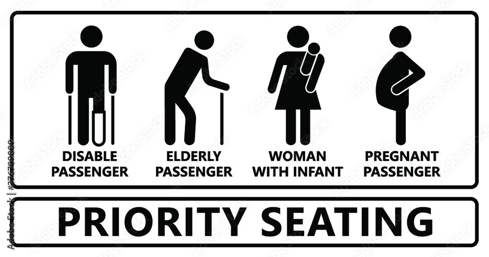 Stockvector Priority seating sign. Privilege chair for people in need