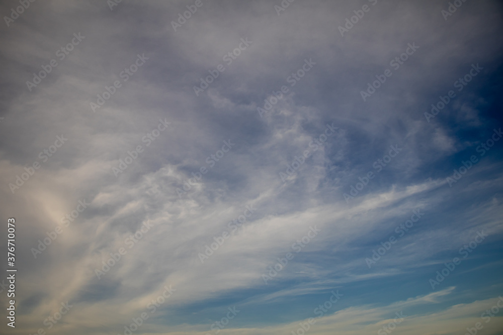 Obraz premium Deep blue sky and white cloud background.