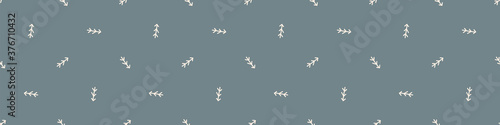 Seamless background simple forest tree gender neutral baby border pattern. Simple whimsical minimal earthy 2 tone color. Kids nursery decor edging fashion ribbon trim.