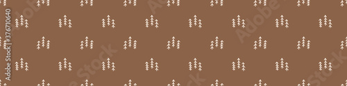 Seamless background simple forest trees gender neutral baby border pattern. Simple whimsical minimal earthy 2 tone color. Kids nursery decor edging fashion ribbon trim.