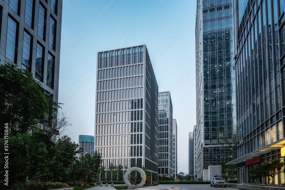 City square and modern high-rise buildings, Jinan CBD, China. City square and modern high-rise buildings, Jinan CBD, China.