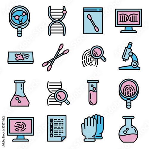Forensic laboratory icons set. Outline set of forensic laboratory vector icons for web design isolated on white background