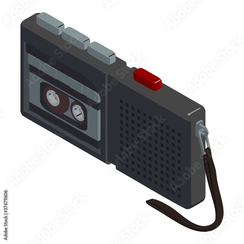 Cassette dictaphone icon. Isometric of cassette dictaphone vector icon for web design isolated on white background