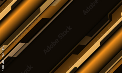 Abstract yellow metallic cyber polygon slash on dark grey design modern futuristic technology background vector illustration.
