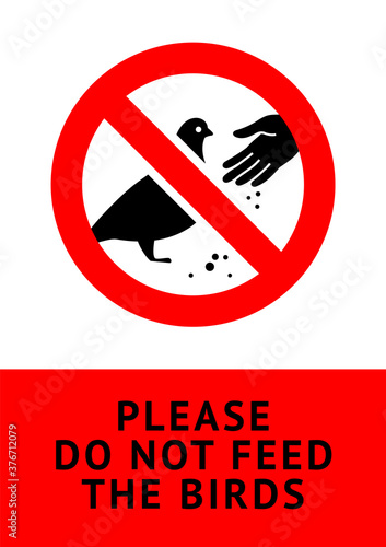 Do not feed birds, modern forbidding sticker, vector illustration 10eps