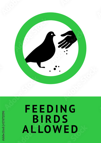 Feeding birds allowed, modern forbidding sticker, vector illustration 10eps