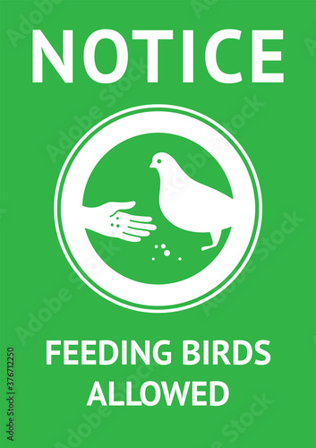 Feeding birds allowed, modern forbidding sticker, vector illustration 10eps