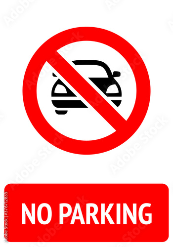 No Parking prohibition sign, modern label ready to print