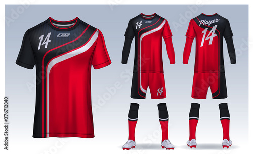 t-shirt sport design template, Soccer jersey mockup for football club. uniform front and back view.