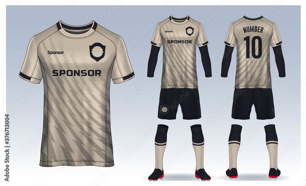 Black And Gold Soccer Jersey Or Football Kit Mockup Template