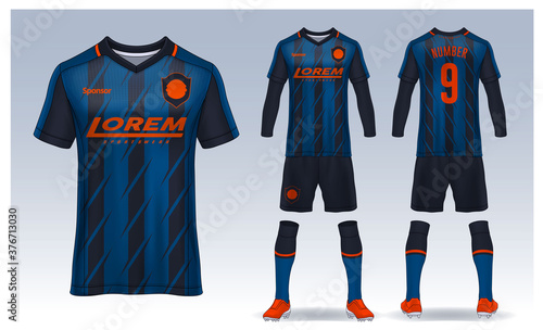 t-shirt sport design template, Soccer jersey mockup for football club. uniform front and back view.