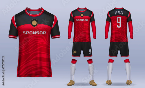 t-shirt sport design template, Soccer jersey mockup for football club. uniform front and back view.