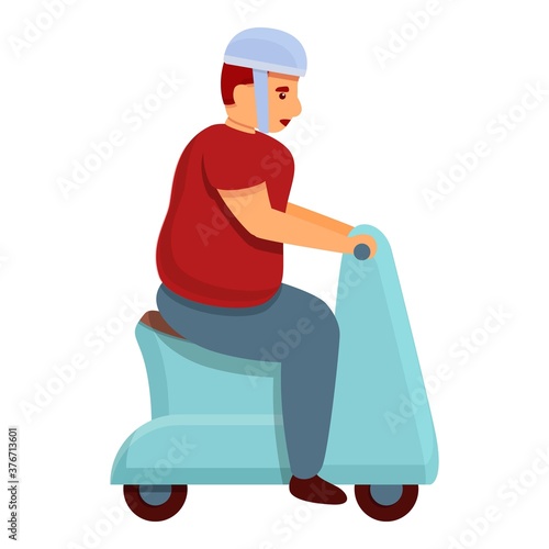 Gluttony man scooter icon. Cartoon of gluttony man scooter vector icon for web design isolated on white background