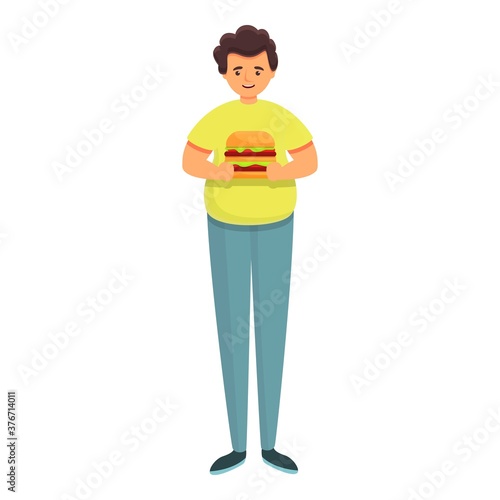 Gluttony student burger icon. Cartoon of gluttony student burger vector icon for web design isolated on white background